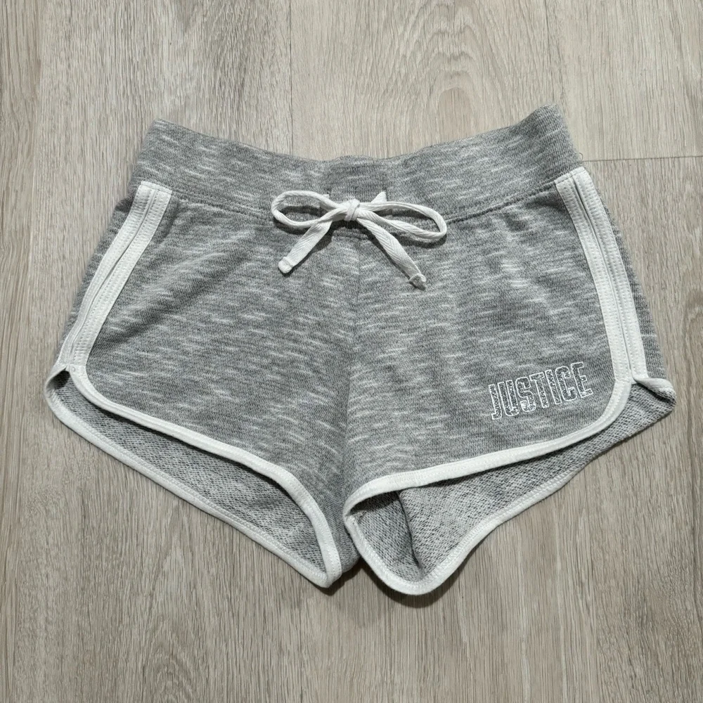 Kids Justice Girls Gray White Logo Sweat Shorts Athletic Size M 8